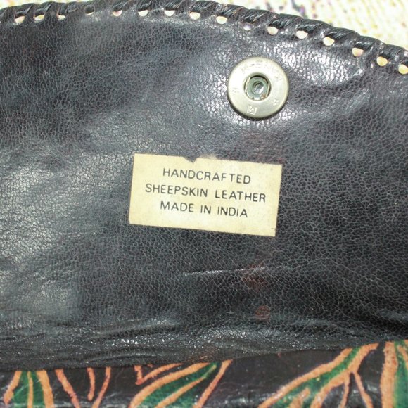 Lot of 3 Vintage Floral Print Handcrafted Sheepskin Leather Wallet Change Purse - Picture 8 of 15